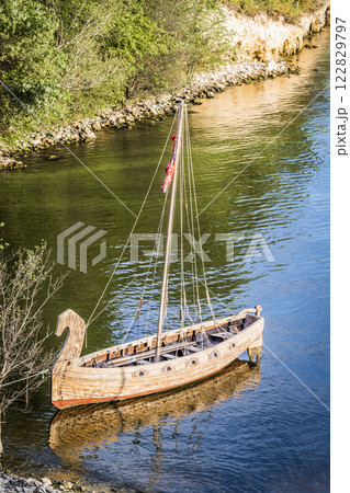 Ancient wooden ship. 122829797