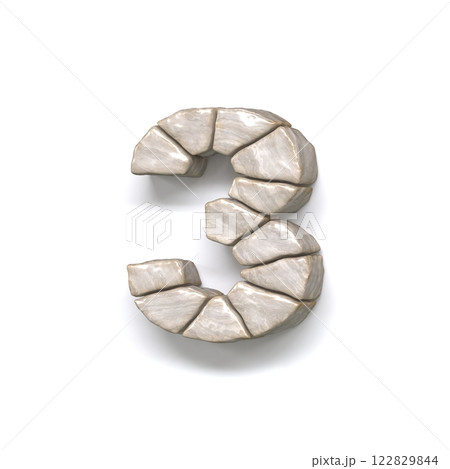 Stone wall font Number 3 THREE 3D 122829844