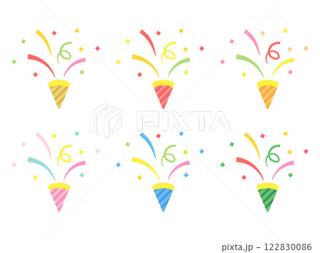 かわいいパーティークラッカーのイラストのセット かわいいパーティークラッカーのイラストのセット 122830086