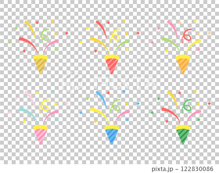 かわいいパーティークラッカーのイラストのセット かわいいパーティークラッカーのイラストのセット 122830086