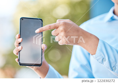 Woman pointing mockup phone screen, mobile apps and marketing, advertising and blank brand space in urban city. Hands holding internet technology, social media website contact and www connect online Woman pointing mockup phone screen, mobile apps and marketing, advertising and blank brand space in urban city. Hands holding internet technology, social media website contact and www connect online 122830272