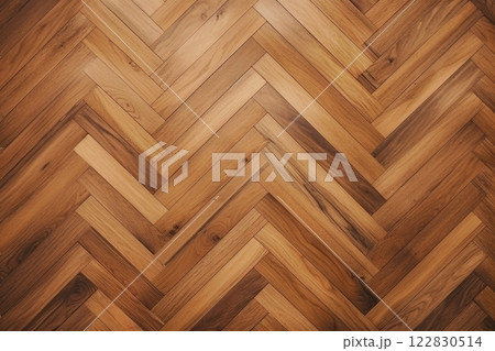 Parqet wooden floor. Pattern, texture, background design. Top view. Ai Generative 122830514