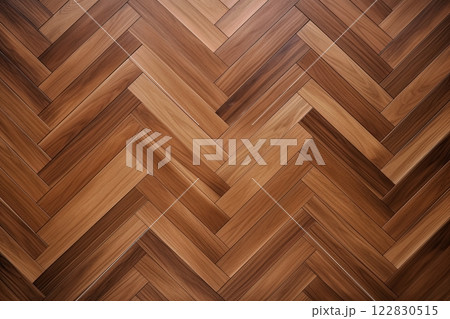 Parqet wooden floor. Pattern, texture, background design. Top view. Ai Generative 122830515