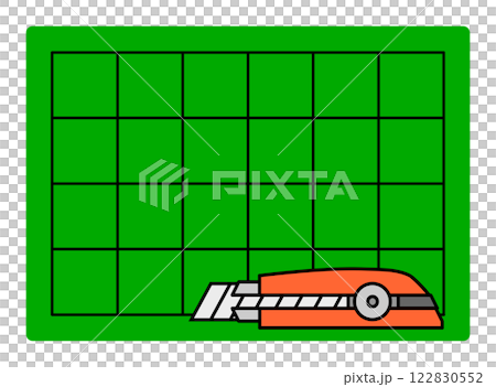 Illustration of crafting with a cutter knife using a cutter stand 122830552