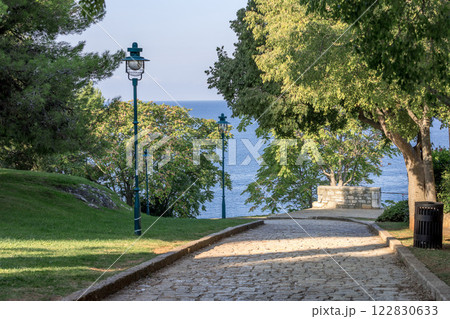 Rovinj, Croatia square with trees and sea view Rovinj, Croatia square with trees and sea view 122830633