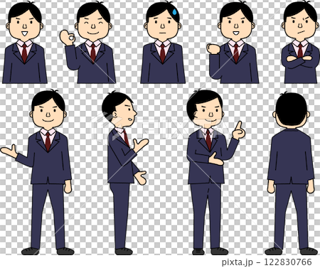 Young employee suit male full body and upper body set 122830766