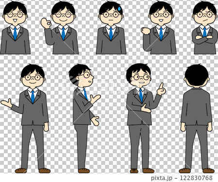 若手新入社員スーツ男性の全身・上半身セット 122830768