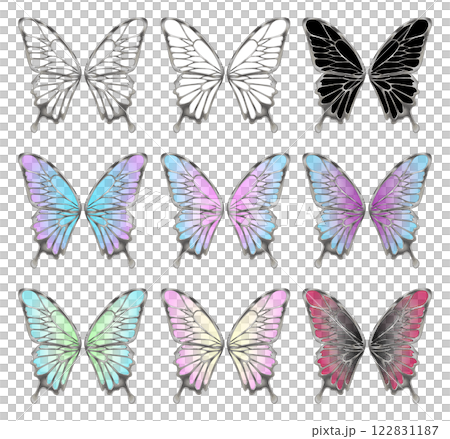 Set of silver framed butterfly wings decoration 122831187