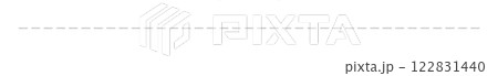 手書きグレーの破線の飾り罫線 -シンプルでおしゃれな横長の区切りや切り取り線の装飾パーツ素材 122831440