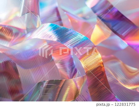 Iridescent Holographic Ribbons in Abstract Background for Futuristic Design 122831775