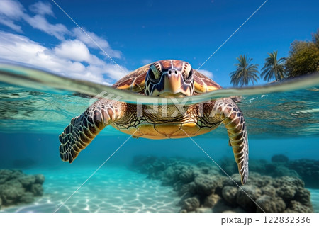 Sea turtle in the ocean. Ai Generative Sea turtle in the ocean. Ai Generative 122832336