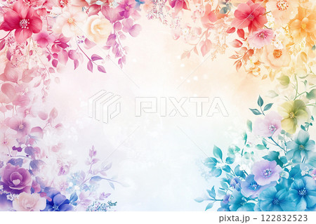 幻想的なカラフルな花のテクスチャ背景 122832523
