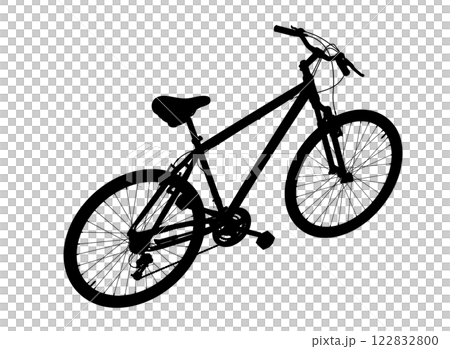 Black bicycle, top back view. Black leather saddle and handles. Png clipart isolated on transparent background 122832800