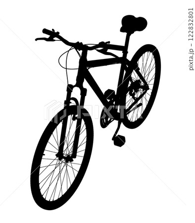 Black bicycle, side top view. Black leather saddle and handles. Png clipart isolated on transparent background Black bicycle, side top view. Black leather saddle and handles. Png clipart isolated on transparent background 122832801