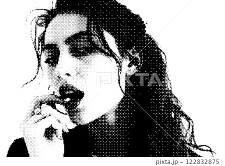 Old school pixel portrait of a woman in early computer style Old school pixel portrait of a woman in early computer style 122832875