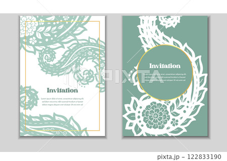 Two greeting cards set with paisley motifs 122833190