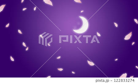 三日月と桜の花びらが舞い散る背景イラスト 122833274