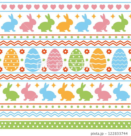 Draw a seamless pattern with cute Easter bunnies Wallpaper printable paper 122833744