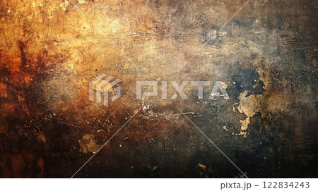 Wall with a lot of paint splatters and a burnt orange color. The wall appears to be a part of a mural or a piece of art Wall with a lot of paint splatters and a burnt orange color. The wall appears to be a part of a mural or a piece of art 122834243
