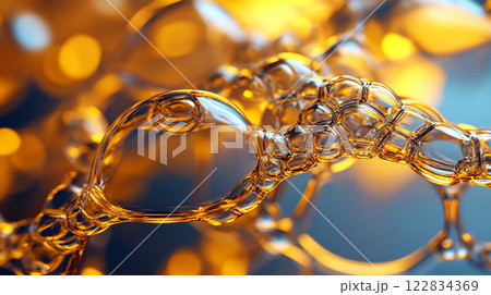 The image is a close up of bubbles with a yellowish tint. The bubbles are arranged in a spiral pattern, creating a sense of movement and energy. Scene is playful and whimsical The image is a close up of bubbles with a yellowish tint. The bubbles are arranged in a spiral pattern, creating a sense of movement and energy. Scene is playful and whimsical 122834369