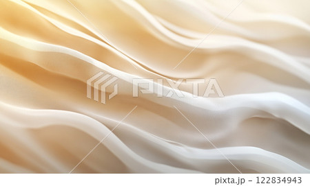 White and gold fabric with a wave pattern. The fabric is very soft and has a luxurious feel 122834943