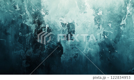 Blue and white abstract painting with splatters of paint. The painting has a moody and chaotic feel to it, with the blue and white colors blending together in a way that creates a sense of movement Blue and white abstract painting with splatters of paint. The painting has a moody and chaotic feel to it, with the blue and white colors blending together in a way that creates a sense of movement 122834953
