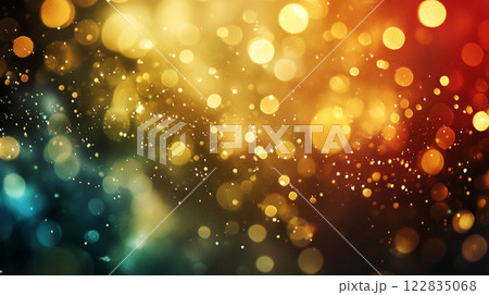 Colorful background with many small circles. The circles are of different sizes and colors. The background is a mix of blue, green, and red. The circles are scattered all over the background 122835068