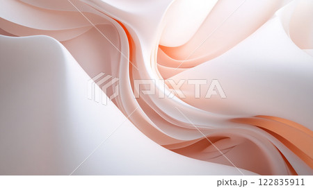 White and orange fabric with a wave pattern. The wave pattern is made up of many small lines White and orange fabric with a wave pattern. The wave pattern is made up of many small lines 122835911