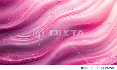 Pink wave with glittery beads. The wave is pink and has a glittery texture. The image has a dreamy, whimsical feel to it Pink wave with glittery beads. The wave is pink and has a glittery texture. The image has a dreamy, whimsical feel to it 122836256