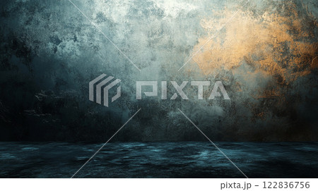 Painting of a stormy sea with a large, empty space in the middle. The sky is dark and the water is choppy, giving the impression of a turbulent and dangerous environment 122836756