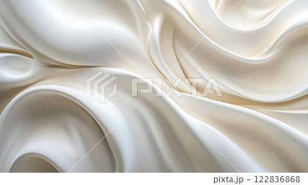 White fabric with a wave pattern. The wave pattern is very prominent and covers the entire fabric 122836868