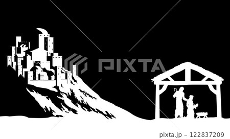 Christmas Nativity Scene Manger and Bethlehem Christmas Nativity Scene Manger and Bethlehem 122837209