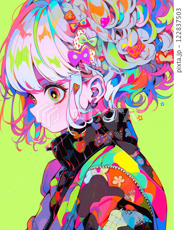 カラフルで個性的な女の子　/AI生成 122837503