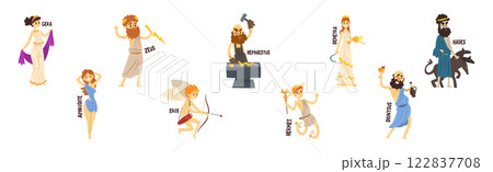 Greek God as Ancient Mythology and Religion Vector Set 122837708