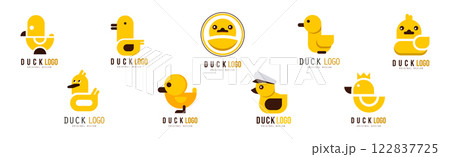 Yellow Rubber Duck Logo Design Template Vector Set Yellow Rubber Duck Logo Design Template Vector Set 122837725