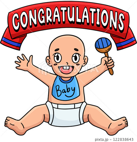 Baby Shower Congratulations Banner Cartoon Clipart 122838643