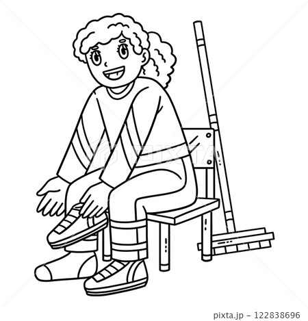 Curling Female Wearing Shoes Isolated Coloring Curling Female Wearing Shoes Isolated Coloring 122838696