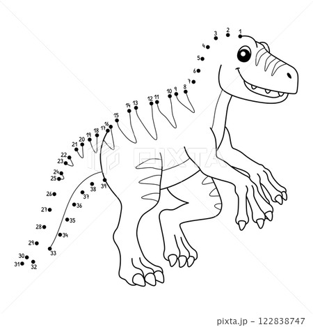 Dot to Dot Velociraptor Dinosaur Animal Isolated 122838747