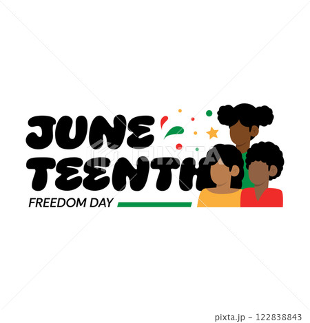Juneteenth Typography Text Script White Backgroundのイラスト素材 [122838843 ...