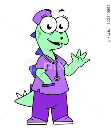 Illustration of a Stegosaurus nurse. 122840693