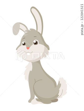 Cartoon rabbit. Bunny pet silhouette. Cute animal isolated icon. Vector rabbit character illustration 122841321