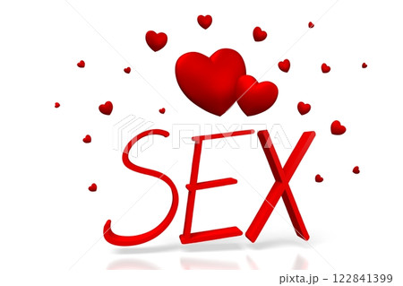 Sex - word and red hearts on white background 122841399