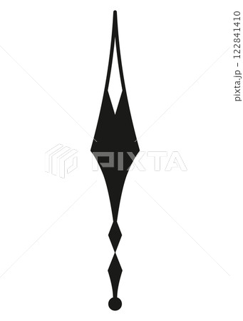 Clock pointer arrow. Black silhouette chronometer element. Clock arm. Watch hands, isolated time pointer. Vector cartoon illustration 122841410
