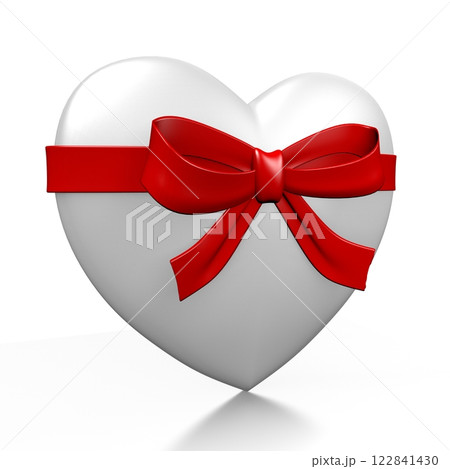 White heart with bow isolated on white background White heart with bow isolated on white background 122841430