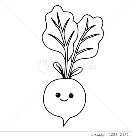 cute vegetable radish kawaii. vector illustration in doodle style cute vegetable radish kawaii. vector illustration in doodle style 122842172