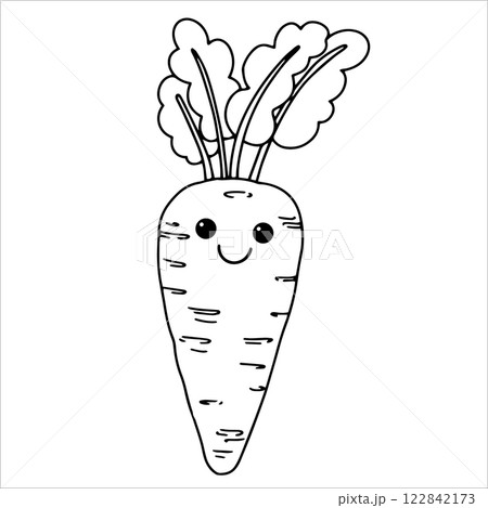 cute vegetable carrot kawaii. vector illustration in doodle style cute vegetable carrot kawaii. vector illustration in doodle style 122842173