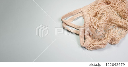 Eco-friendly mesh shopping bag, rotating on white background, zero waste concept, ECO-friendly, reasonable consumption, Eco-friendly mesh shopping bag, rotating on white background, zero waste concept, ECO-friendly, reasonable consumption, 122842679
