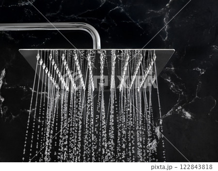 Contemporary Modern stainless steel Shower head Providing Elegant Water Flow in Luxurious Bathroom Setting Contemporary Modern stainless steel Shower head Providing Elegant Water Flow in Luxurious Bathroom Setting 122843818