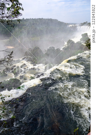 Iguazu waterfalls in overcast weather Iguazu waterfalls in overcast weather 122843822