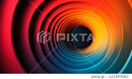 Colorful tunnel creating a wormhole effect with concentric circles 122845062